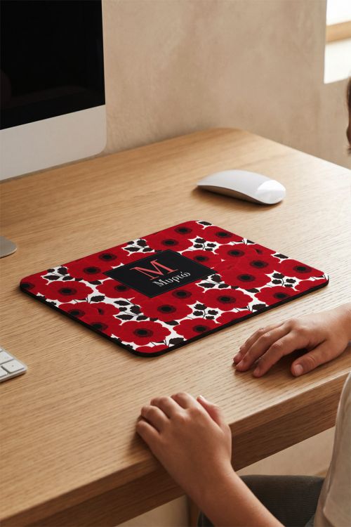 Mousepad με Εκτύπωση Ονόματος και Σχέδιο Παπαρούνες