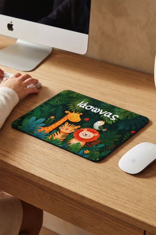 Mousepad Παιδικό Προσωποποιημένο με Σχέδιο Ζώα της Ζούγκλας