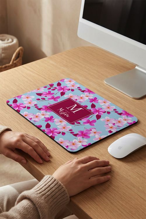 Mousepad με Εκτύπωση Ονόματος και Σχέδιο Λουλούδια