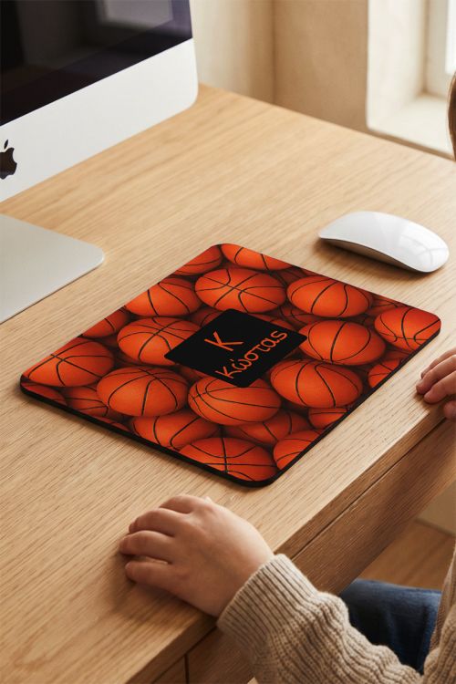 Mousepad Προσωποποιημένο με Όνομα & Σχέδιο Μπάλα Μπάσκετ