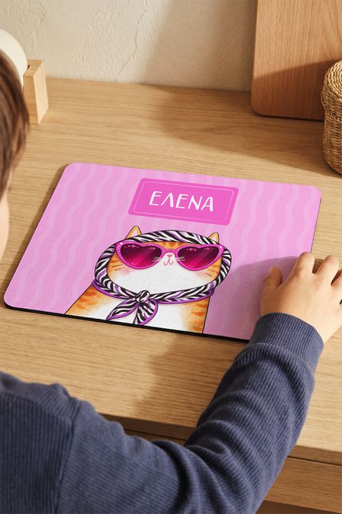 Mousepad Προσωποποιημένο Παιδικό για Κορίτσι με Σχέδιο Γάτα