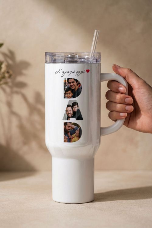 Tumbler Θερμός Μεγάλο με Φωτογραφίες, Δώρο Γιορτή Πατέρα