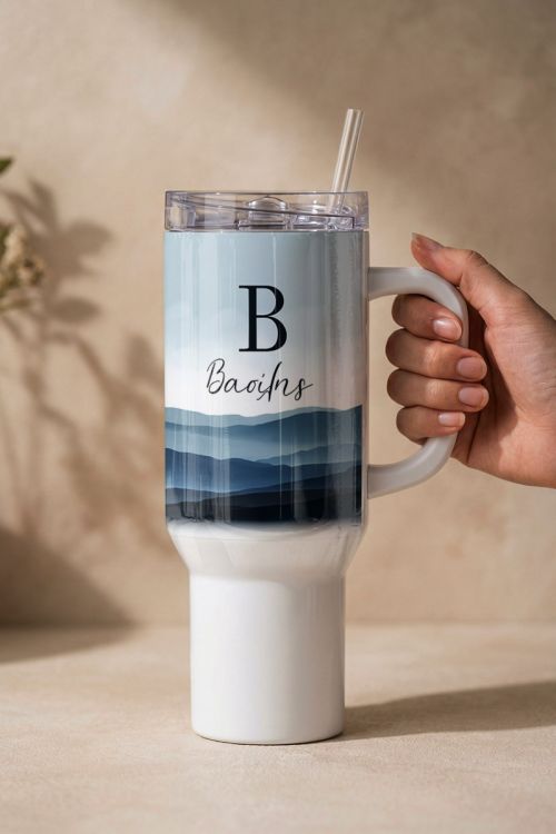 Premium Θερμός Tumbler Ποτήρι με Όνομα & Μονόγραμμα
