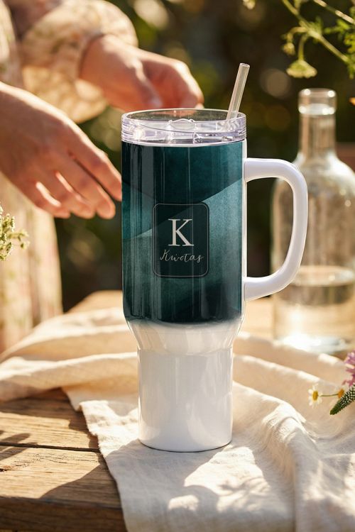 Tumbler Θερμός Travel με Χερούλι με Όνομα & Μονόγραμμα
