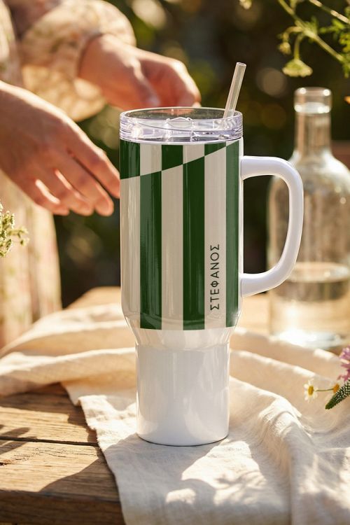 Luxury Θερμός Tumbler Μεγάλο με Λαβή & Όνομα