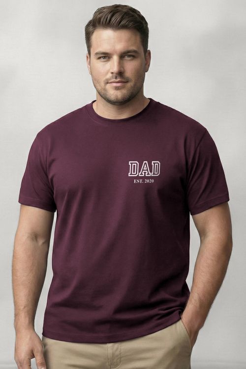 Ανδρικό Προσωποποιημένο Μπορντώ T-Shirt, Δώρο για Μπαμπά