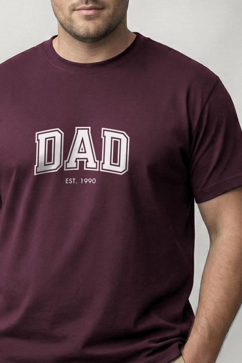 Ανδρικό Προσωποποιημένο Μπορντώ T-Shirt, Δώρο για Μπαμπάδες