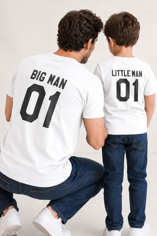 Σετ 2 Μπλούζες για Μπαμπά και Αγόρι, Big Man Little Man
