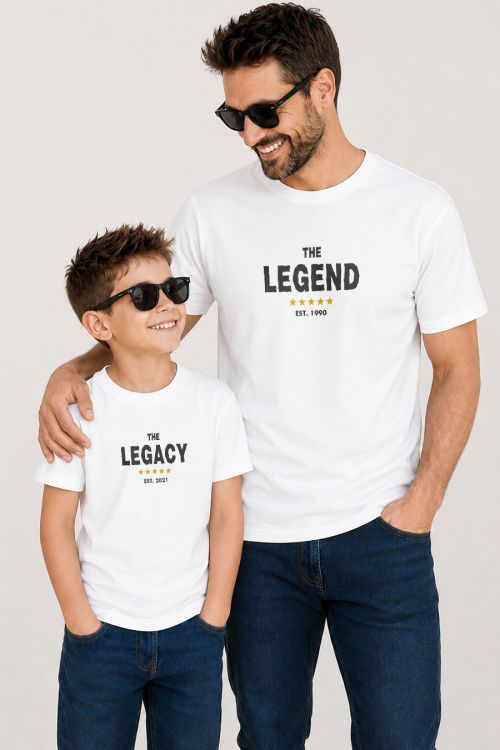Σετ 2 T-shirts Δώρα για Πατέρα και Παιδί, Legend & Legacy