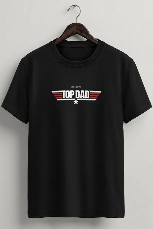 Ανδρικό Προσωποποιημένο Μαύρο T-Shirt, Top Dad