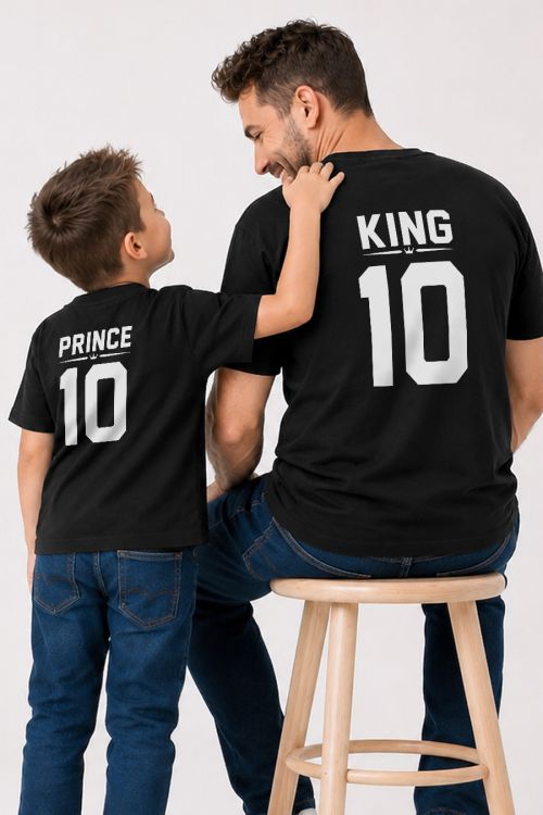Σετ 2 Tshirt King & Prince, Τέλειο Δώρο για Μπαμπάδες και Παιδιά