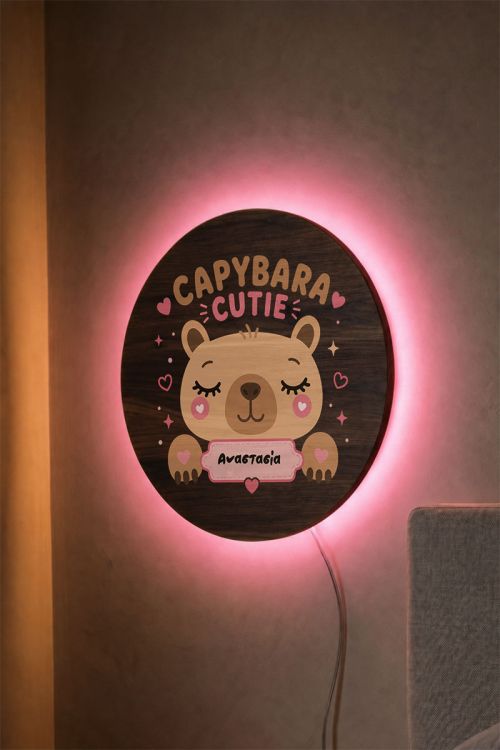 Φωτιστικό Τοίχου με Όνομα & Σχέδιο Capybara Cutie