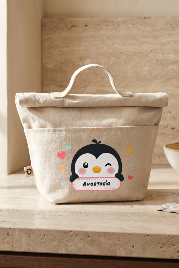 Προσωποποιημένο Παιδικό Lunch Bag για Σχολείο με Πιγκουίνο