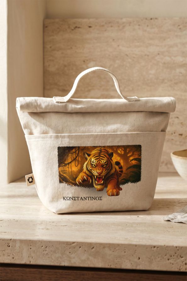 Παιδικό Lunch Bag για Αγόρι με Σχέδιο Τίγρη και Όνομα