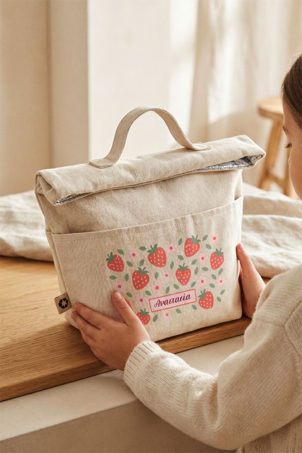 Lunch Bag Παιδικό για Σχολείο και Εκδρομές με Φράουλες