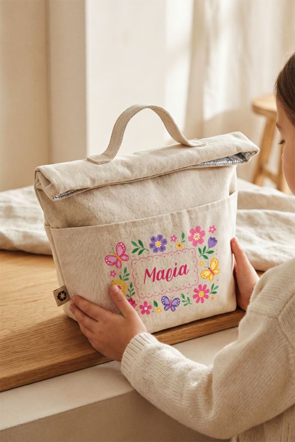 Παιδικό Lunch Bag με Σχέδιο Λουλούδια και Όνομα