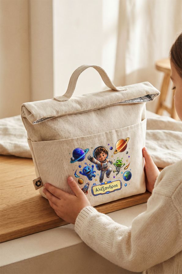Παιδικό Lunch Bag με Όνομα για το Σχολείο με Αστροναύτη