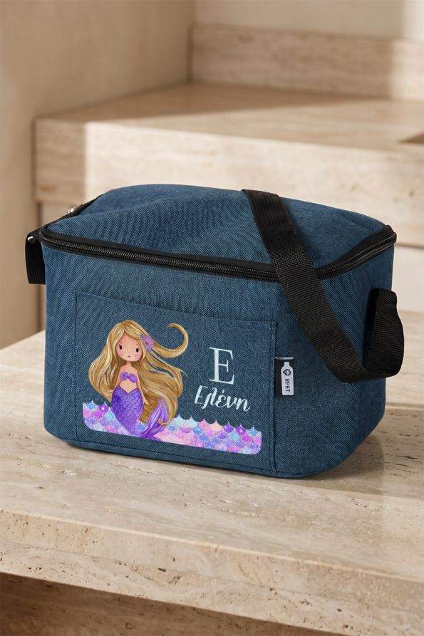 Lunch Bag για Σχολείο και Εκδρομές με Όνομα & Σχέδιο Γοργόνα
