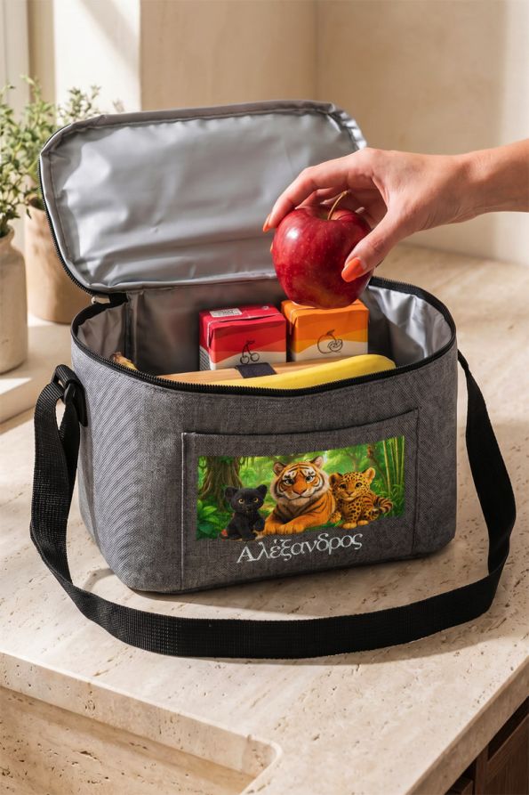 Eco Lunch Bag Παιδικό με Όνομα & Σχέδιο Τίγρεις