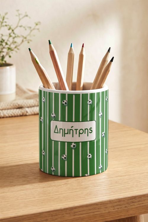 Μολυβοθήκη Παιδική με Όνομα & Μπάλες Ποδοσφαίρου