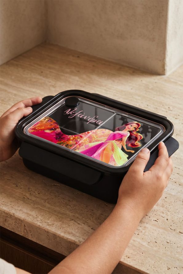 Παιδικό Δοχείο Φαγητού Μαύρο – Lunch Box με Πριγκίπισσα