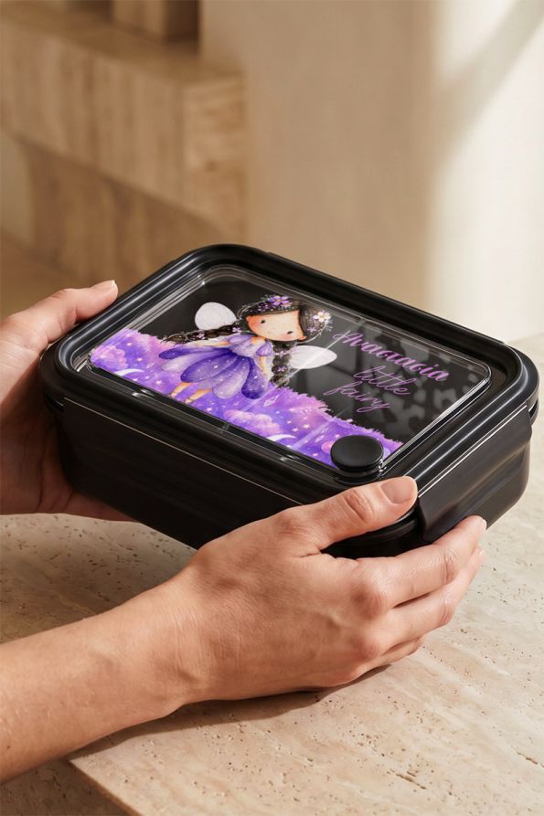 Παιδικό Δοχείο Φαγητού Μαύρο – Lunch Box με Νεράιδα
