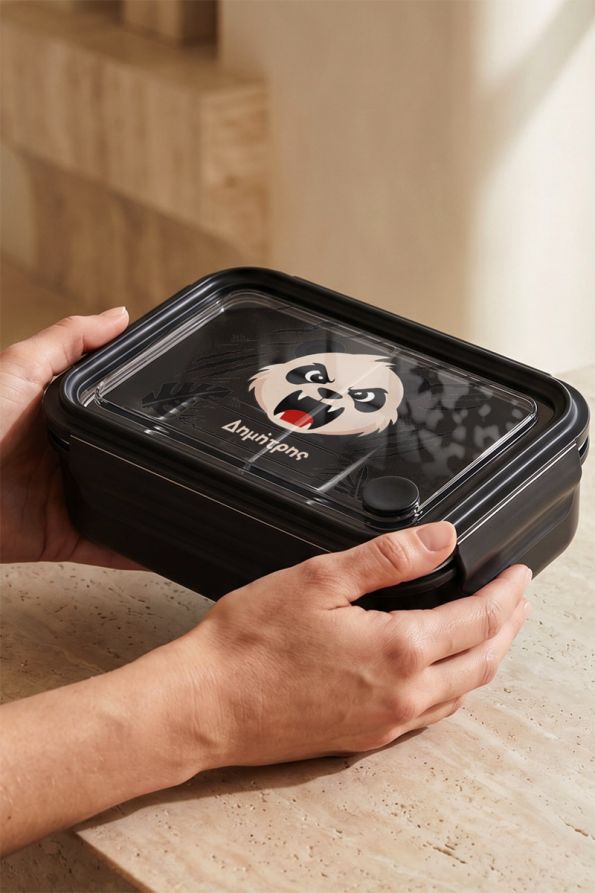 Δοχείο Φαγητού Παιδικό, Μαύρο με Σχέδιο Panda