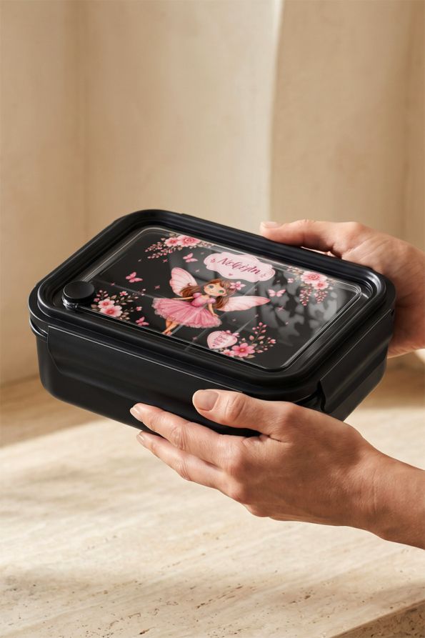 Παιδικό Δοχείο Φαγητού Μαύρο – Lunch Box με Νεράιδα