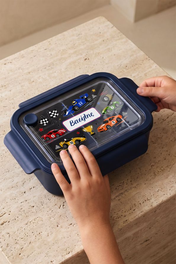 Παιδικό Δοχείο Φαγητού Μπλε – Lunch Box με Αυτοκίνητα Ράλυ
