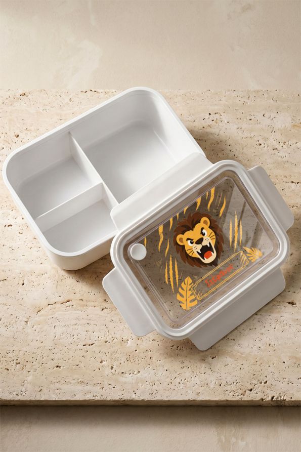 Παιδικό Δοχείο Φαγητού Λευκό – Lunch Box με Σχέδιο Λιοντάρι