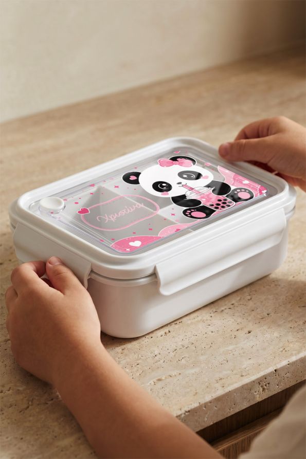 Παιδικό Δοχείο Φαγητού Λευκό – Lunch Box με Σχέδιο Panda