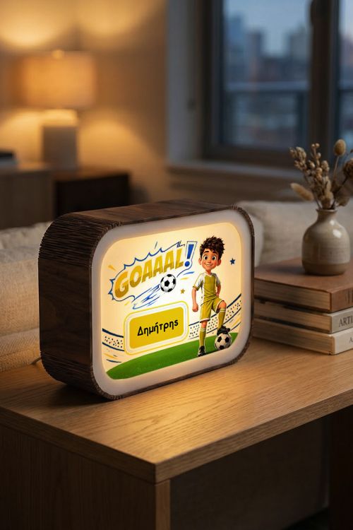 Φωτιστικό Lightbox για Αγόρια με Κίτρινη Φανέλα Ποδοσφαίρου