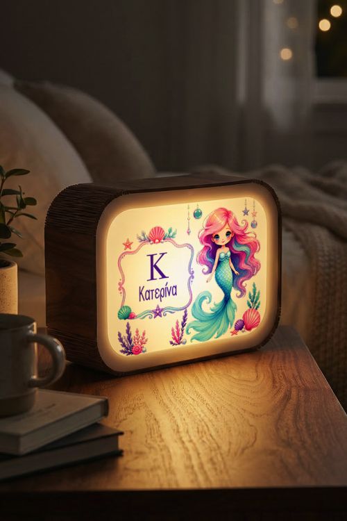 Φωτιστικό LED Lightbox Προσωποποιημένο με Όνομα & Γοργόνα