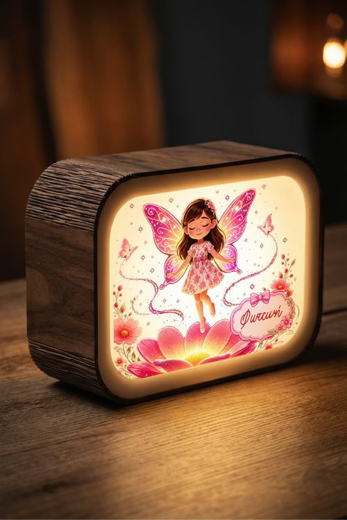 Φωτιστικό Lightbox Προσωποποιημένο με Νεράιδα σε Λουλούδι