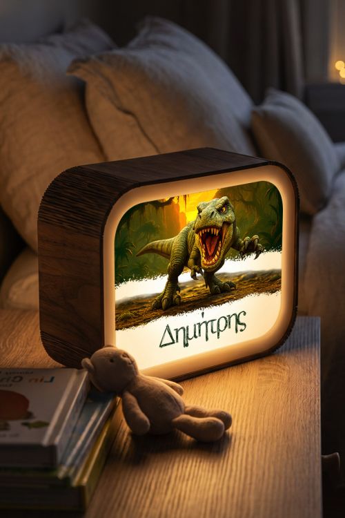 Φωτιστικό LED Lightbox με Όνομα και Σχέδιο Δεινόσαυρο