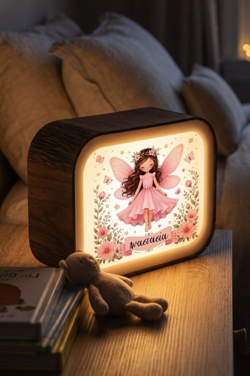 Φωτιστικό LED Lightbox για Κορίτσι με Νεράιδα & Λουλούδια