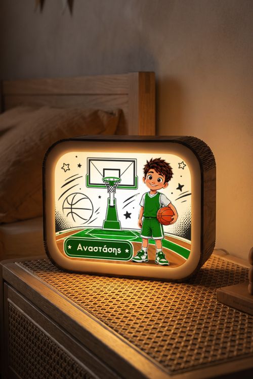 Lightbox Φωτιστικό για Αγόρι με Πράσινη Ομάδα Μπάσκετ