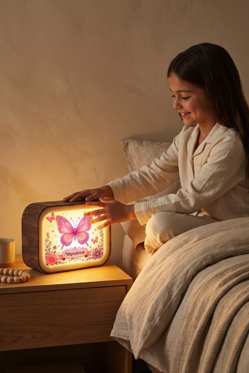 Lightbox – Επιτραπέζιο Φωτιστικό με Όνομα & Πεταλούδες