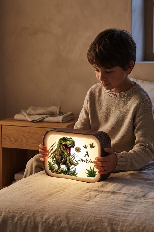 Lightbox Φωτιστικό με Μονόγραμμα και Σχέδιο Δεινόσαυρο