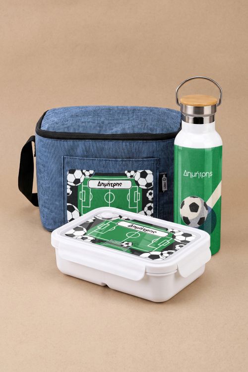 Σετ 3 Δώρα για Παιδί, Θερμός, Lunch Bag & Δοχείο Φαγητού με Ποδόσφαιρο