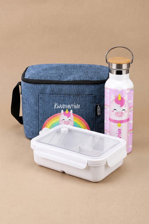 Σετ 3 Δώρα για Παιδί, Θερμός, Lunch Bag & Δοχείο Φαγητού με Μονόκερο