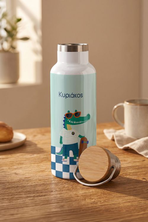 Προσωποποιημένο Μπουκάλι Θερμός με Σχέδιο Crocodile Skate