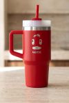 Θερμική Κούπα Tumbler με Καλαμάκι, Κόκκινο με Όνομα & Duck
