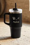 Θερμική Κούπα Tumbler, Μαύρη με Όνομα & Πουλάκι