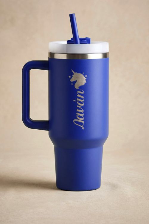 Προσωποποιημένο Μπλε Tumbler Ποτήρι με Σχέδιο Μονόκερο