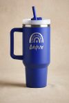Personalized Tumbler Μπλε με Χερούλι, Καλαμάκι & Όνομα