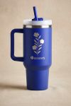 Μπλε Προσωποποιημένο Θερμός Tumbler με Flower και Όνομα