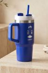 Θερμική Κούπα Tumbler με Καλαμάκι, Μπλε με Όνομα & Duck