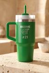 Daily Πράσινο Ποτήρι 400ml με Καλαμάκι, Σχέδιο Μπάσκετ & Όνομα