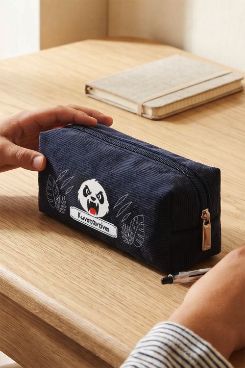 Μπλε Προσωποποιημένη Κασετίνα με Panda για Μαθητές